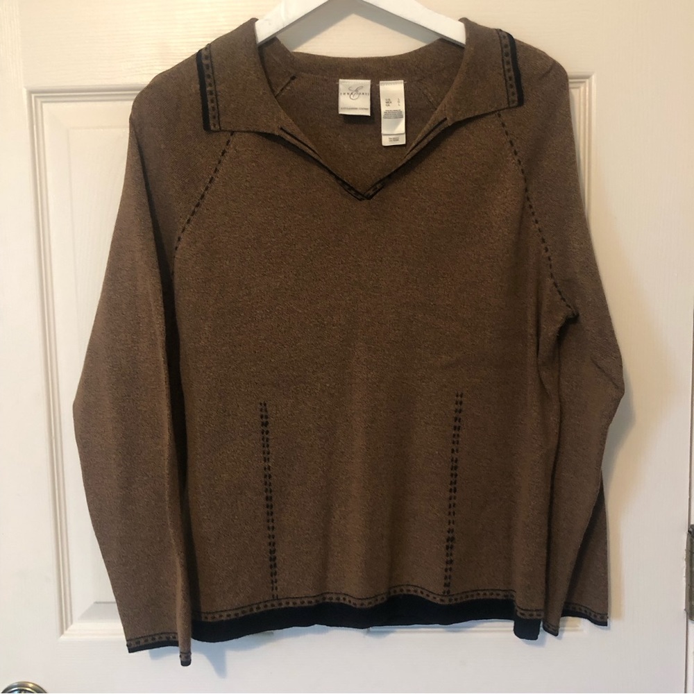 Emma James Brown Collared Sweater